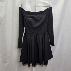 Bridess Black Long Sleeve Tulle Special Occasion Dress Size 4